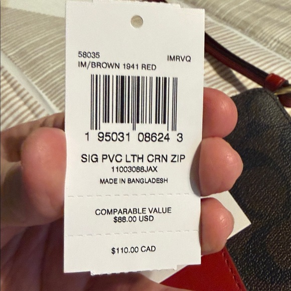 Coach Signature Dark Brown and Red Wristlet NWT - Picture 8 of 8
